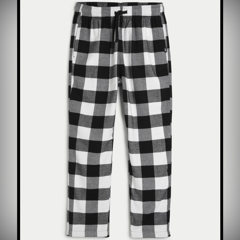Hollister Black and White Plaid Sleepwear Pants Size Medium